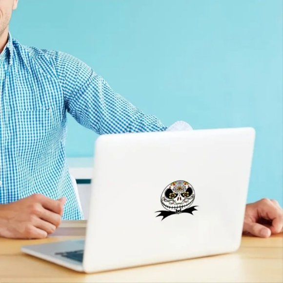Sugar Skull Style Jack Skellington Vinyl Sticker - Picture 2 of 5